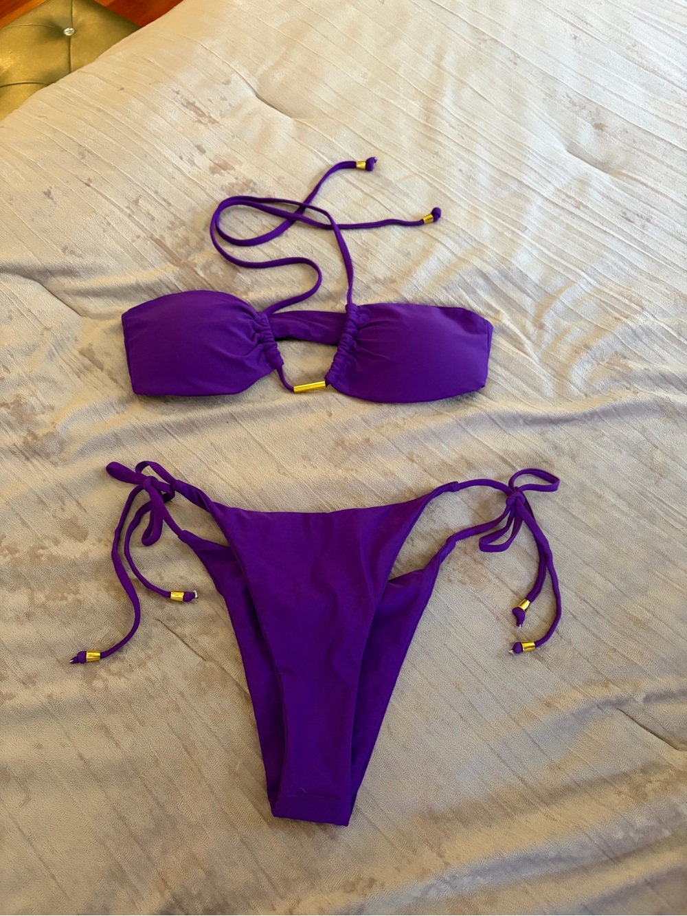 SHEIN Bikini Set, Size M, Never Worn, Purple Strappy Bandeau